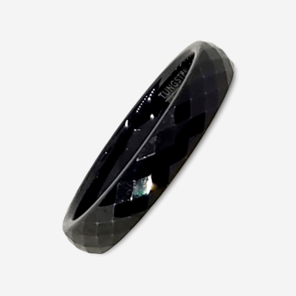 4mm Faceted Tungsten Carbide Ring - Picture 1 of 3
